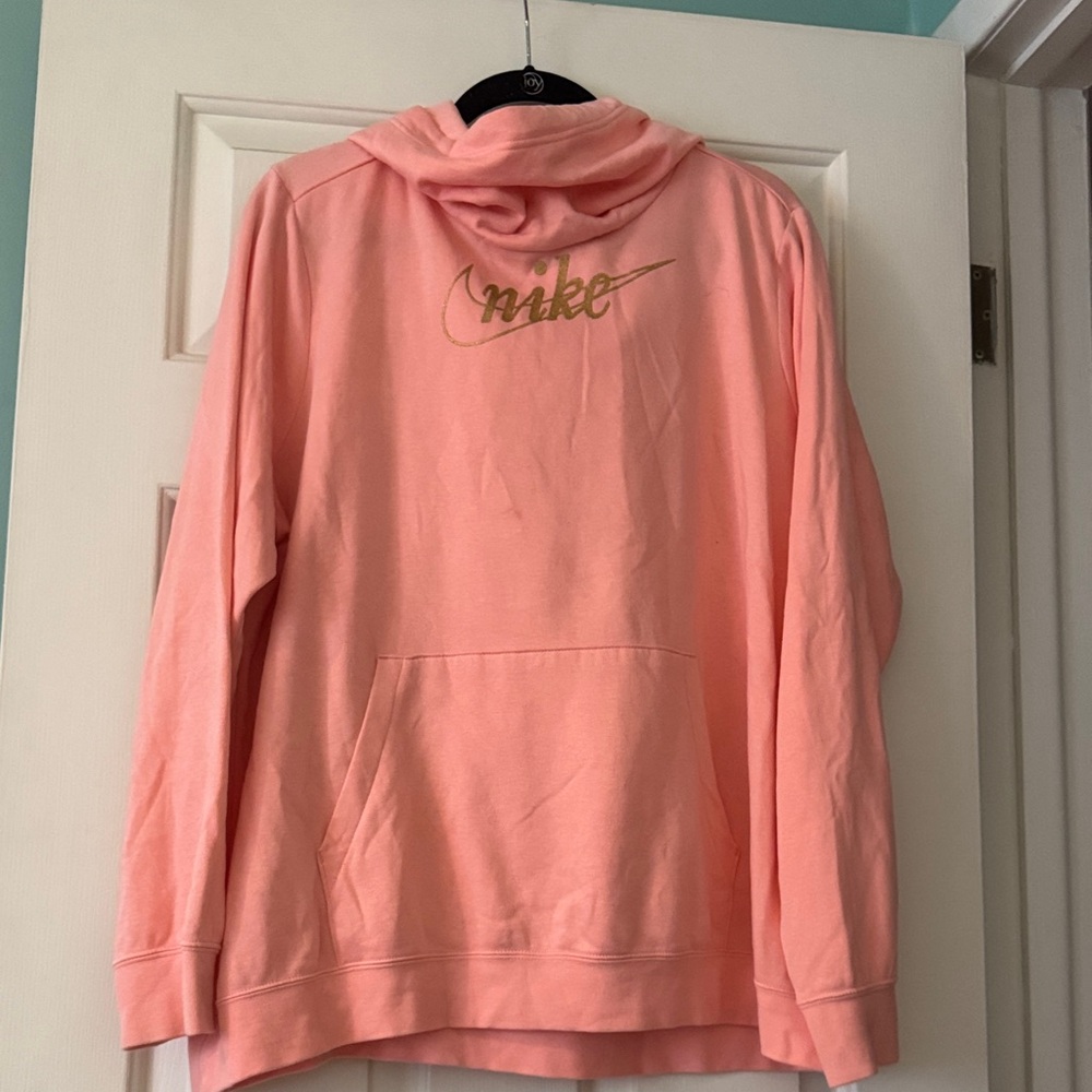 Nike Coral Hoodie with Gold Logo